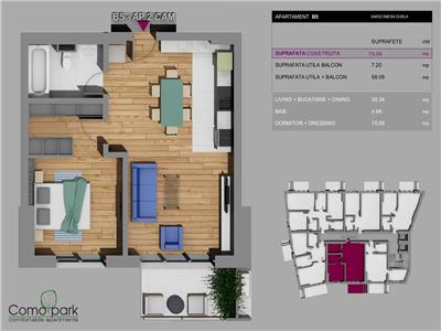 Locuinta cu 2 camere in Ansamblul ComoPark  bloc B !