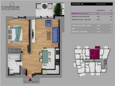 Locuinta cu 2 camere in Ansamblul ComoPark  bloc B!